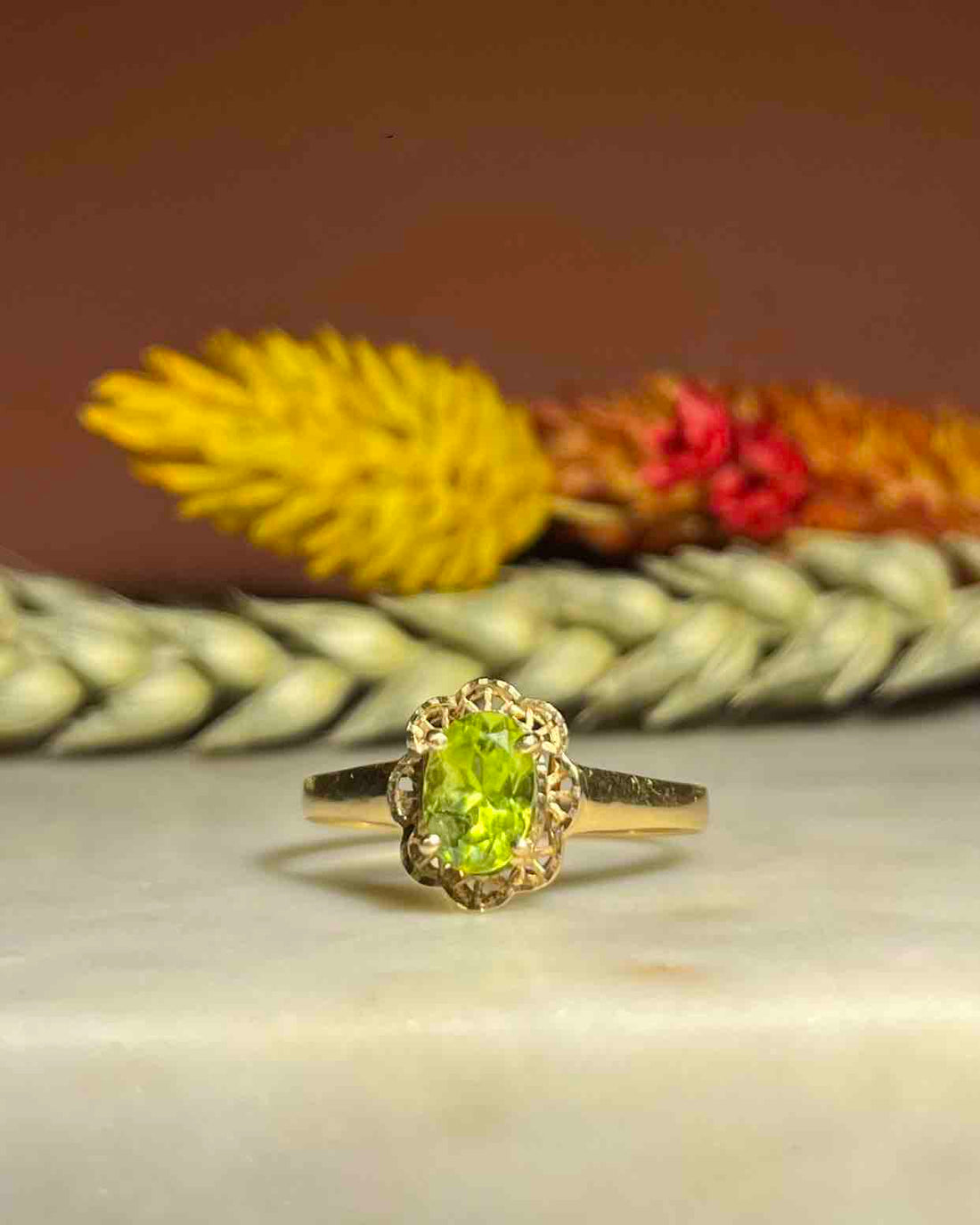 Bague fleur péridot &quot;Lydia&quot;