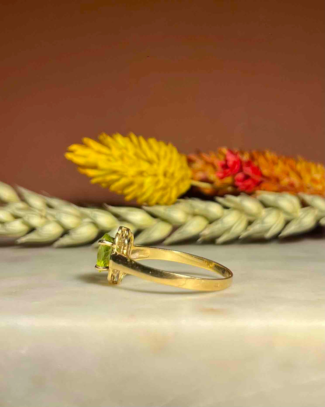 Bague fleur péridot &quot;Lydia&quot;