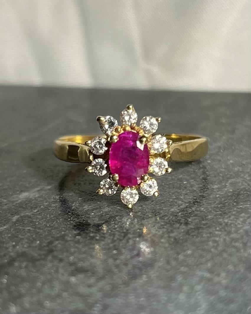 Bague Vintage Marguerite Rubis &quot;Gaëlle&quot;