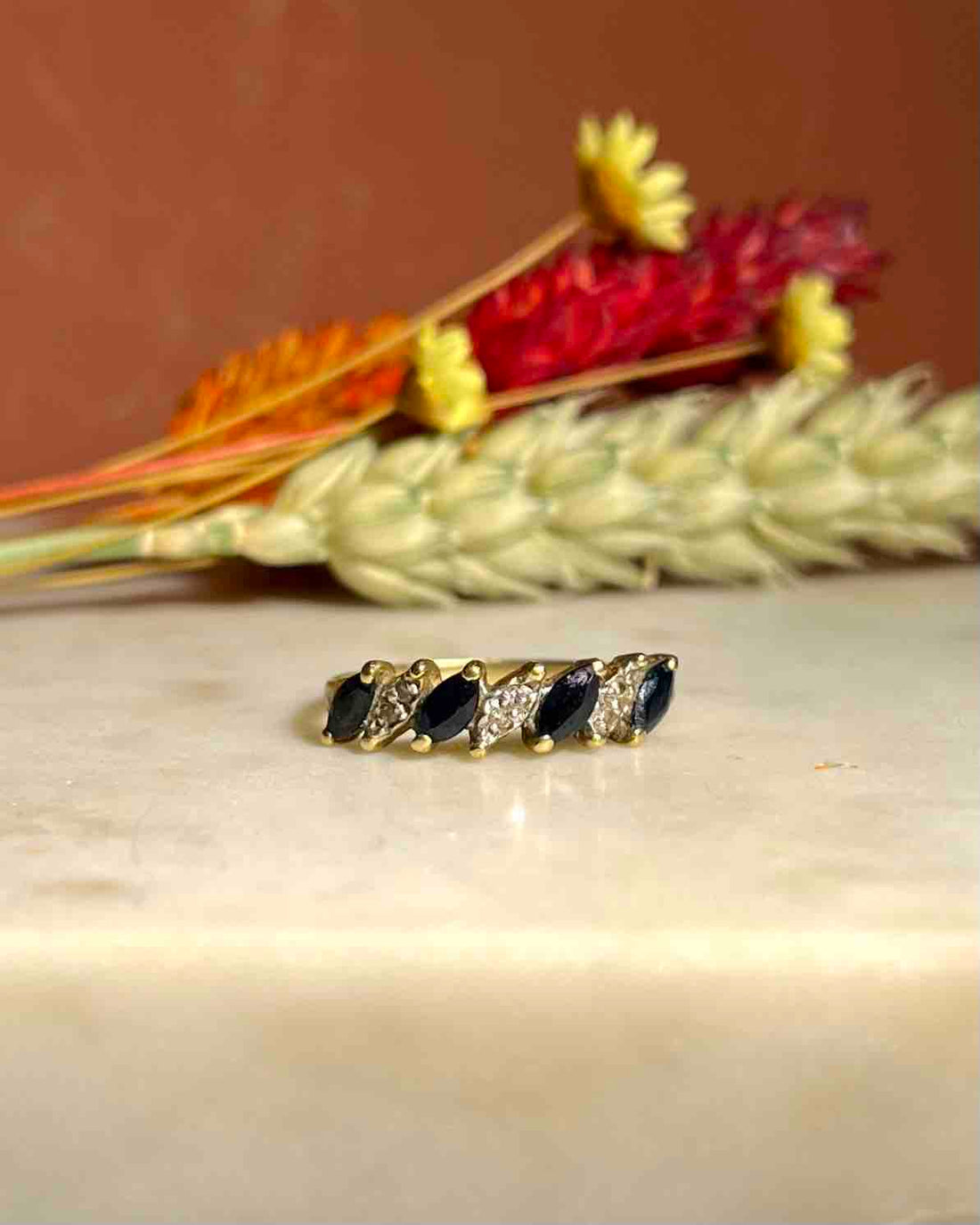 Demi alliance Saphirs &amp; diamants &quot;Ilysse&quot;