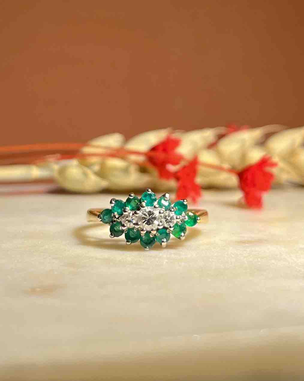 Bague Losange émeraudes &amp; diamants "Jane"