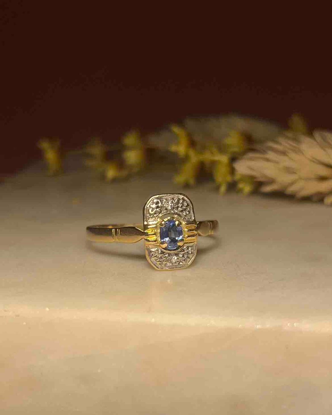 Bague Art-Déco Saphir &amp; Diamants &quot;Oria&quot;