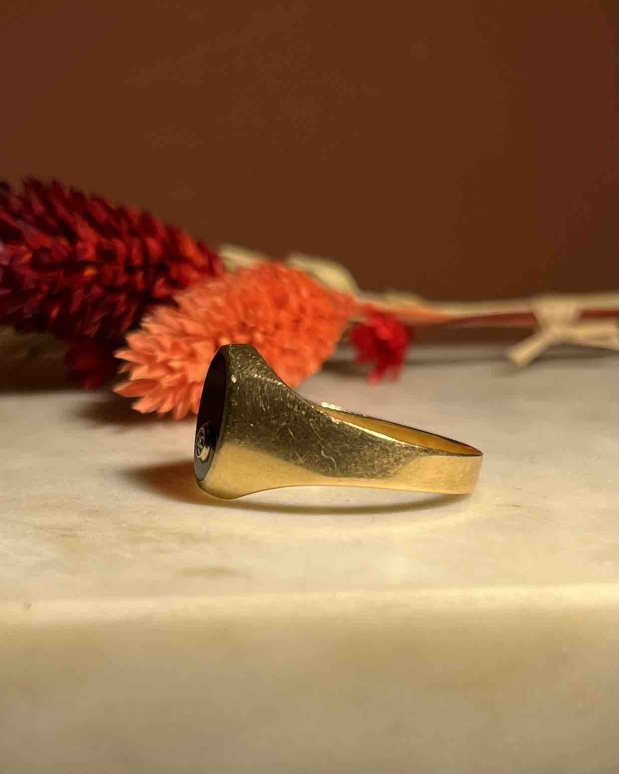 Chevalière vintage Onyx  &amp; Diamant "Manon"