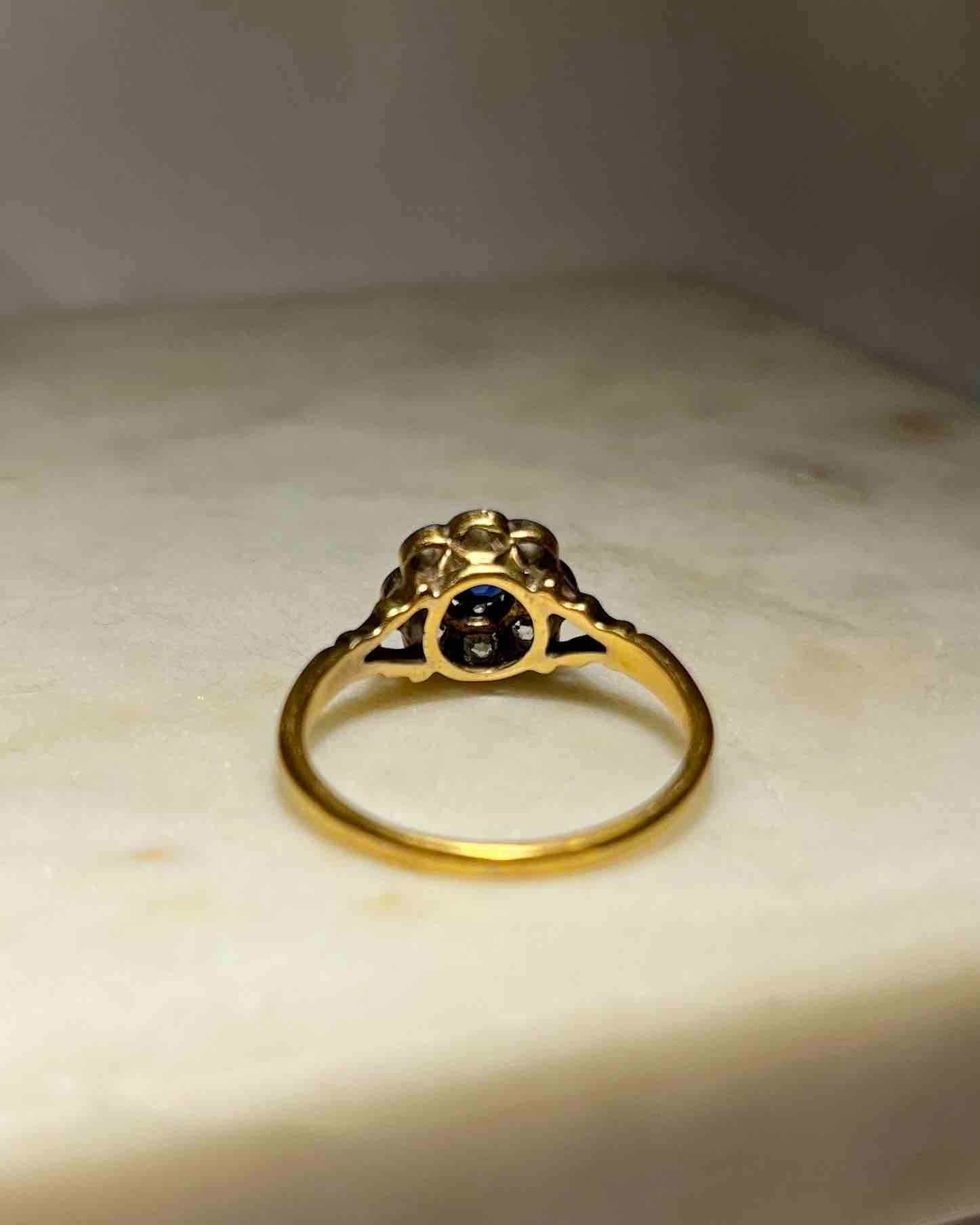 "Mona" Diamond &amp;amp; Sapphire Daisy Ring
