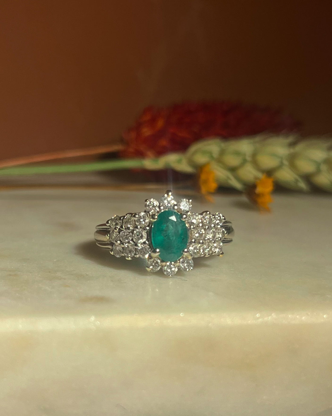 Bague Marguerite Émeraude et Diamants &quot;Stella&quot;
