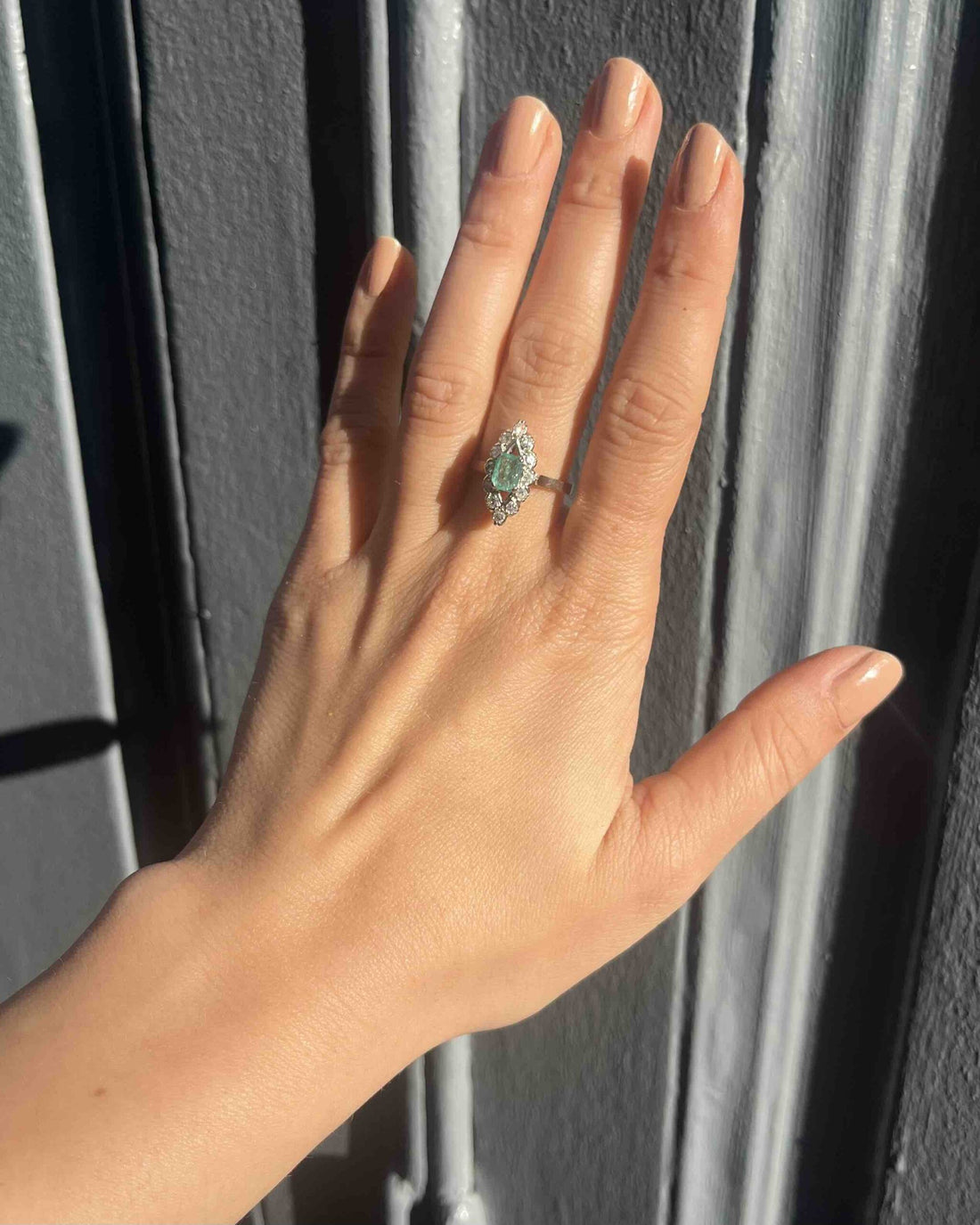 Bague marquise émeraude &amp; diamants &quot;Vittorina&quot;