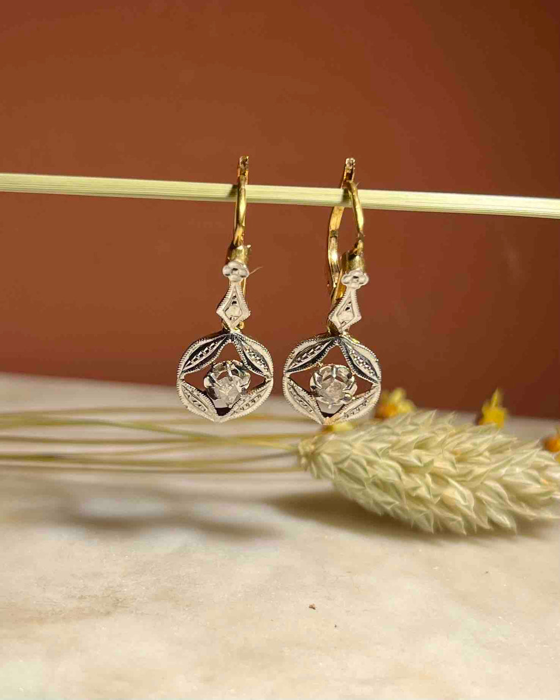 Pendientes Art Déco de diamantes &quot;Lise&quot;