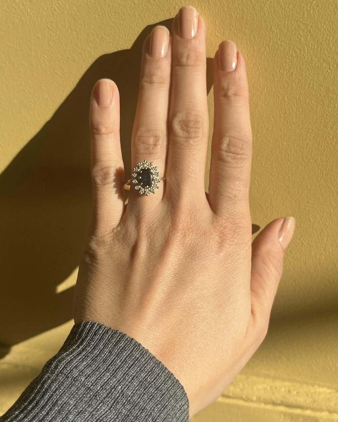 Bague Marguerite saphir &amp; diamants &quot;Joane&quot;