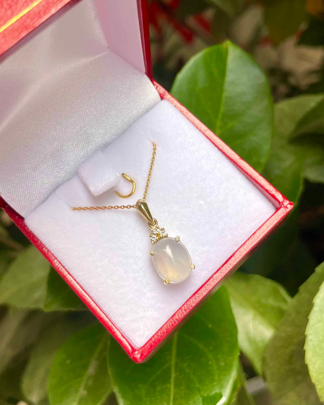 Pendentif Pierre de Lune &amp; Diamants &quot;Leny&quot;