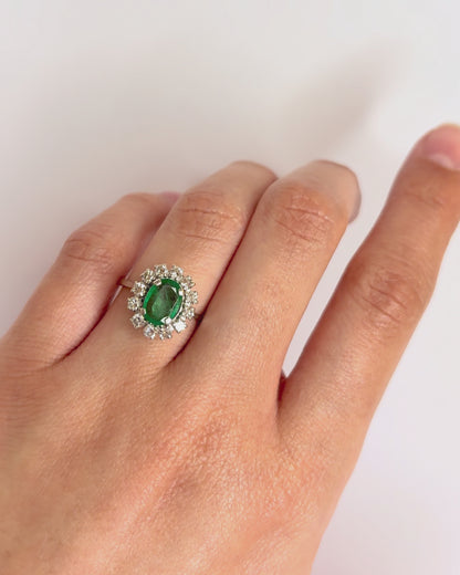 Daisy Emerald Ring 0.80 carat &amp; Diamonds 0.36 carat "Holly"