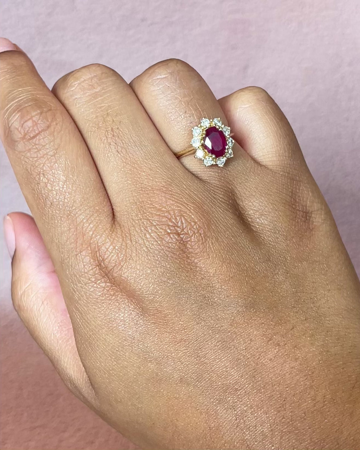 "Rosie" 1.39-carat Ruby &amp; 0.40-carat Diamond Daisy Ring