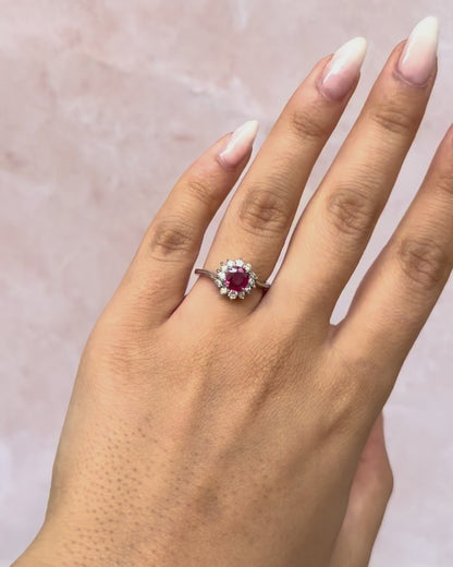 Bague Marguerite Rubis Mozambicain 0.67 carat &amp; Diamants 0.35 carat "Paola"
