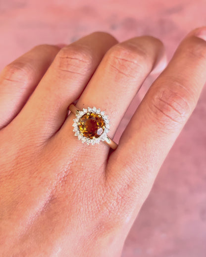“Bella” Daisy Ring with 1.85-carat Citrine &amp; 0.44-carat Diamonds