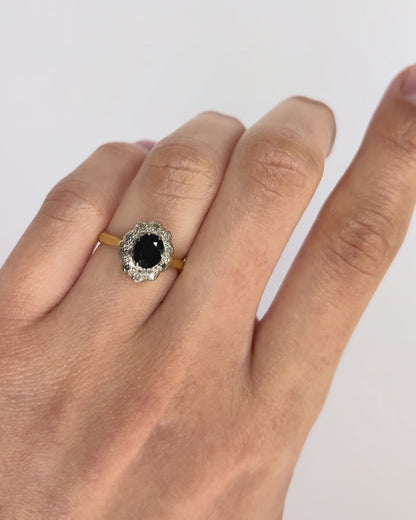Bague Marguerite Saphir 1 carat &amp; Diamants "Noha"