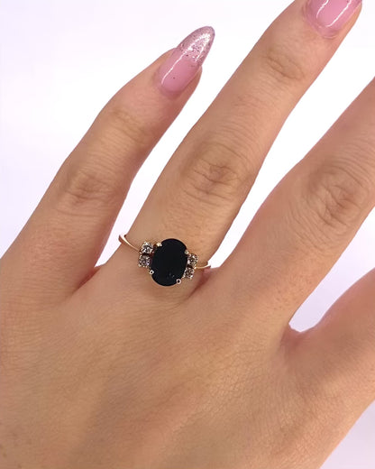 Trilogy Ring Sapphire 1.78 carat &amp; Diamonds "Dorota"