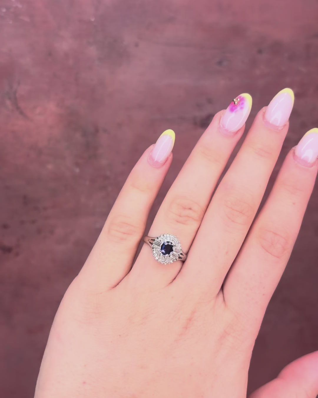 Bague Marguerite Saphir 0.60 carat &amp; Diamants 0.30 carat 4.04g "Lana"
