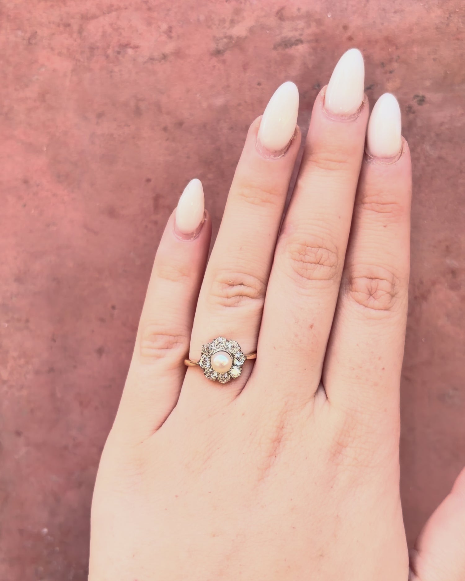 Bague Marguerite Perle &amp; Diamants 0.48 carat "Manna"