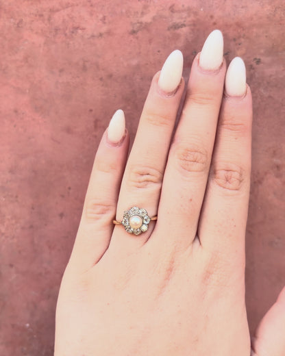 Bague Marguerite Perle &amp; Diamants 0.48 carat "Manna"
