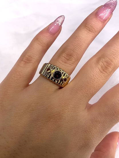 Bague Jonc Grenat, Citrines &amp; Or Jaune 5g "Ornella"