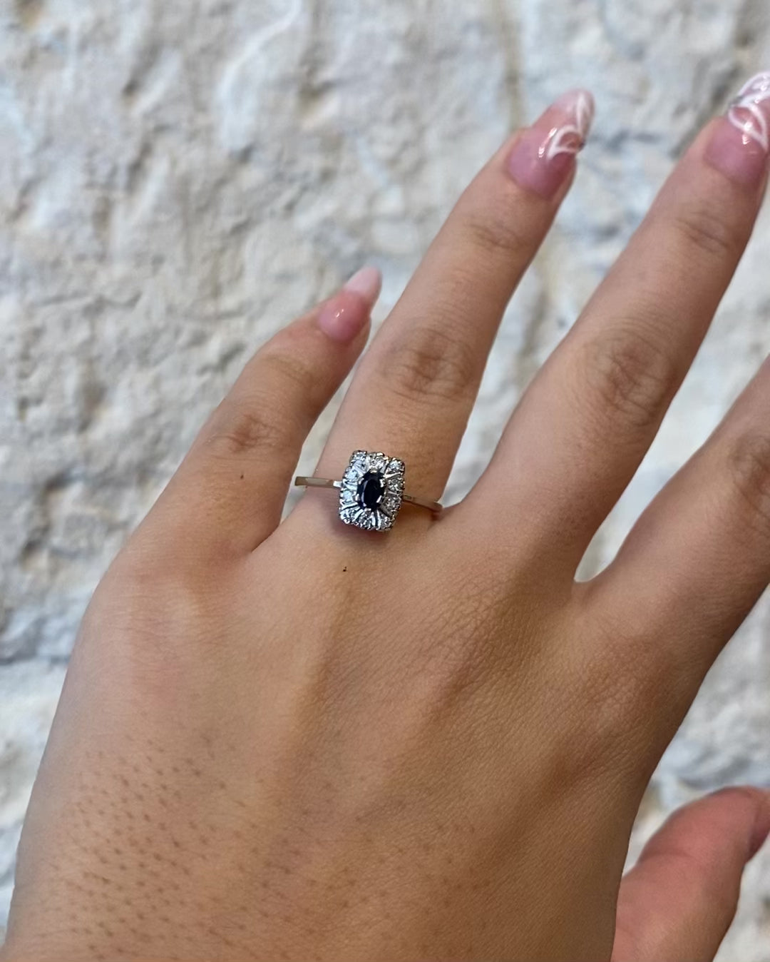 Bague Art Déco Saphir &amp; Diamants &quot;Aline&quot;