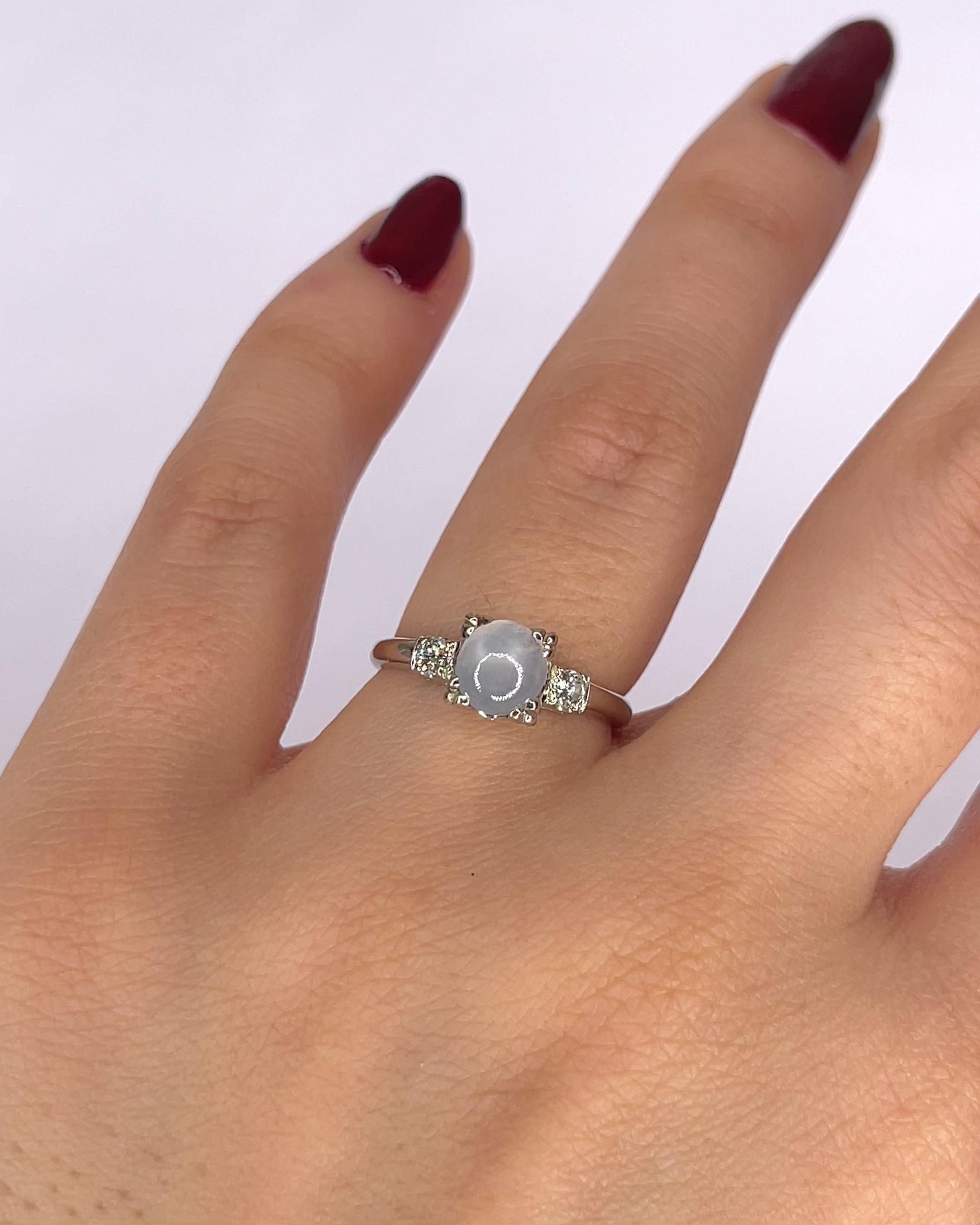 Star Sapphire Trilogy Ring 1.35 Carat &amp; Diamonds "Laury"