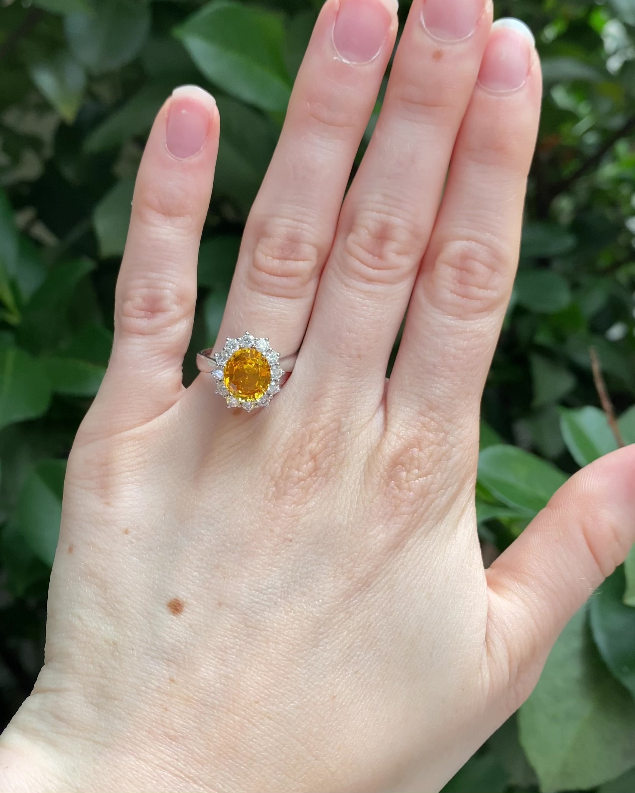 Anillo Margarita Zafiro Amarillo 2.90 quilates y Diamantes "Sirena"