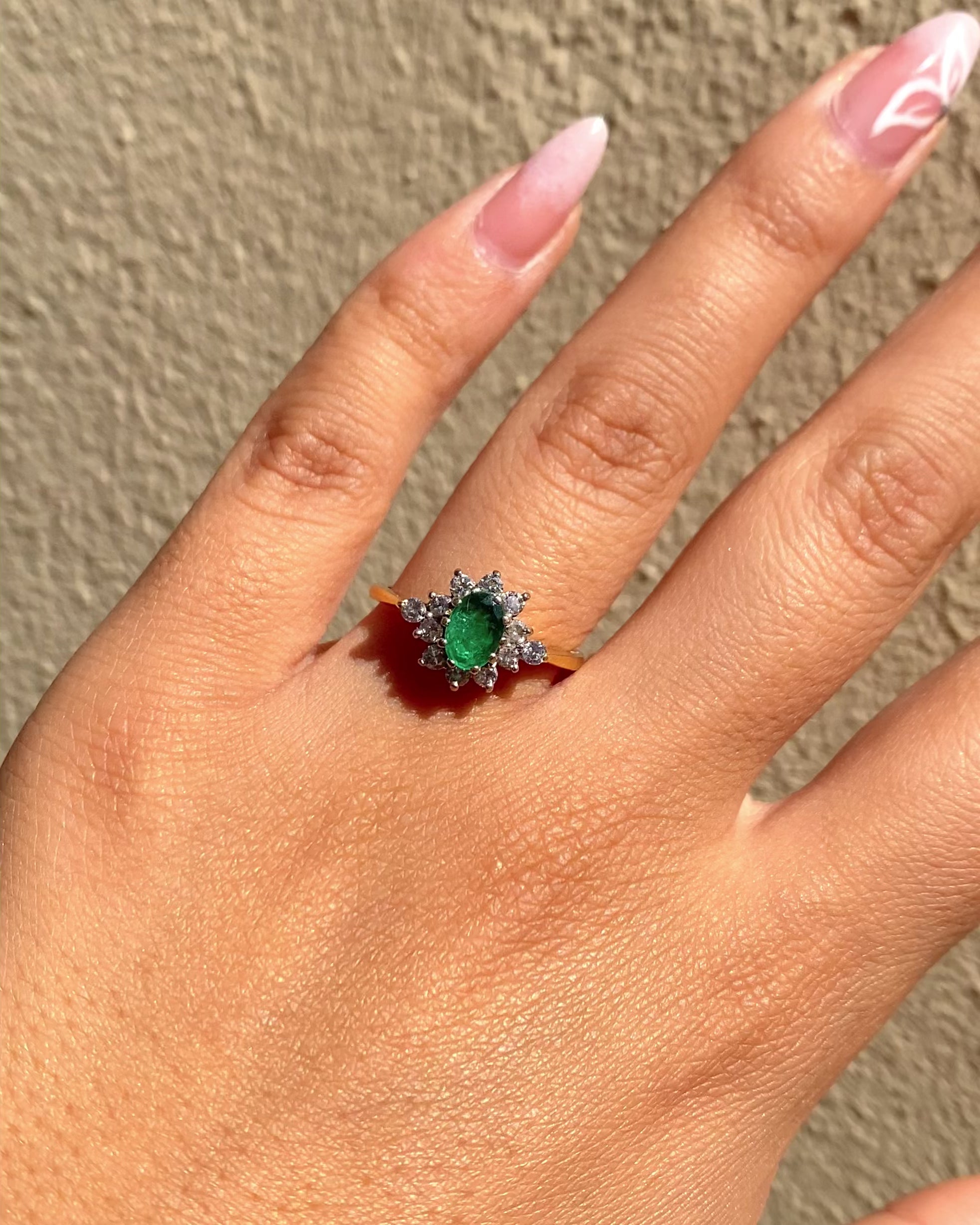 Marguerite Emeraude 0.50 carat &amp; Diamants "Auréline"