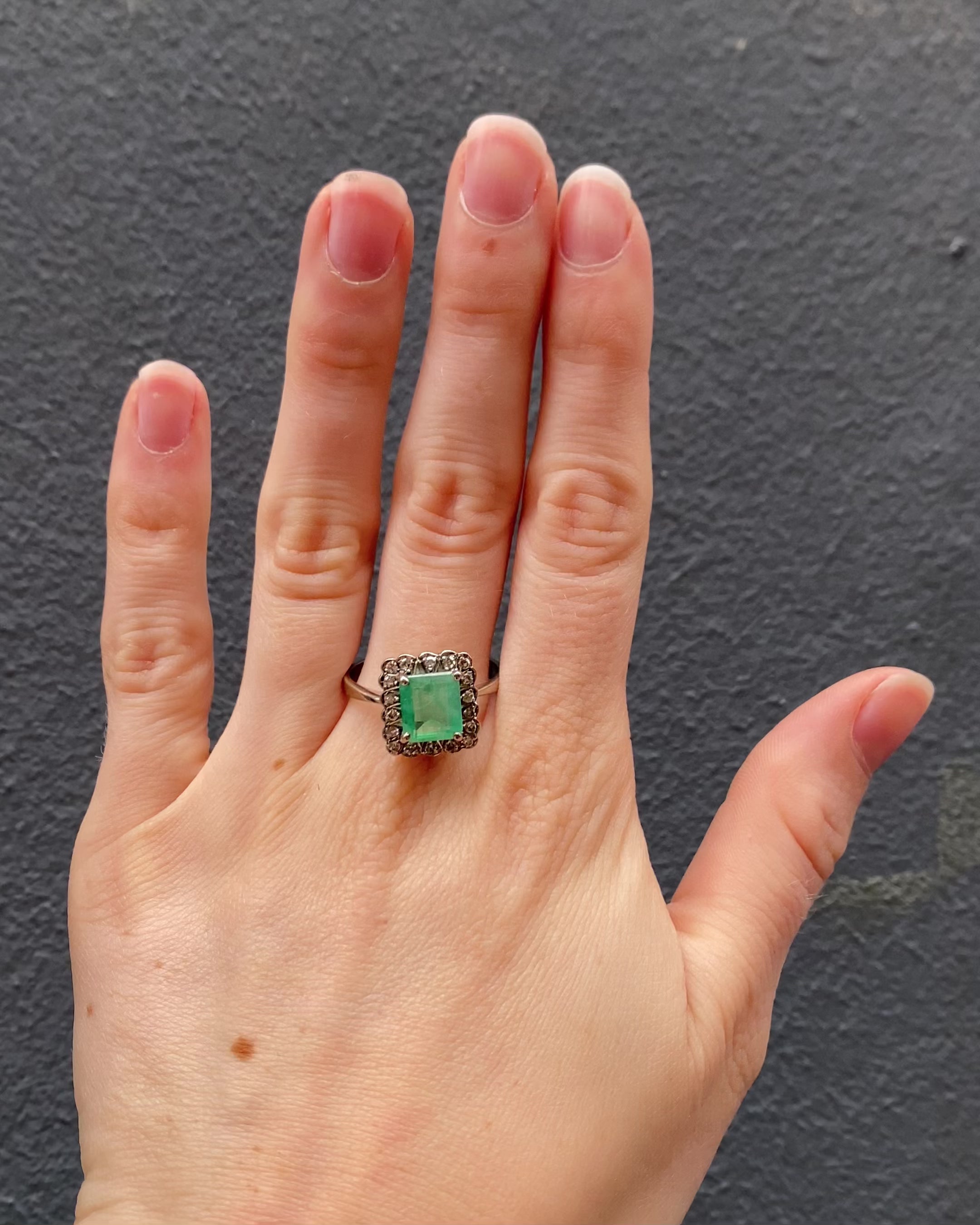 Marguerite Emerald 1.90 carat &amp; Diamonds Ring "Rozenn"