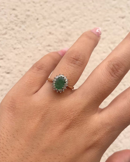 Bague Marguerite Émeraude 1.15 carat &amp; Diamants &quot;Olivia&quot;