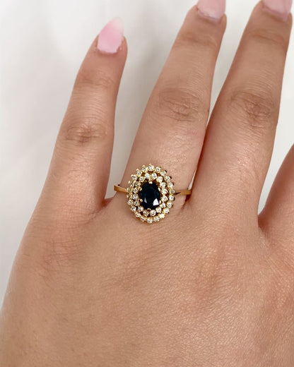 Anillo Margarita Zafiro 0,80 quilates y Diamantes 0,38 quilates "Ingrid"