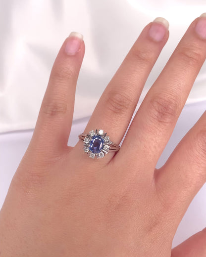 Bague Marguerite Saphir 1.50 carat &amp; Diamants 0.48 carat "Léonille"