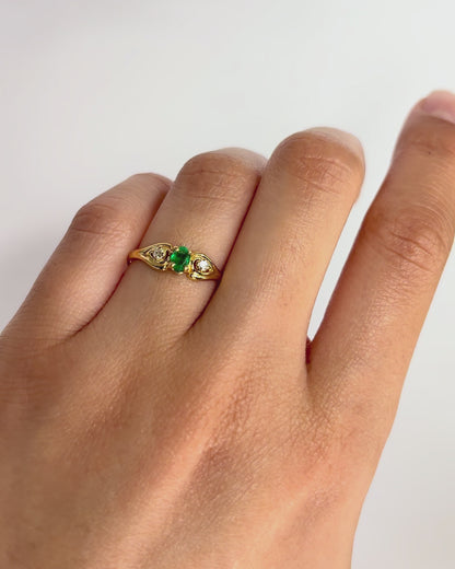 Bague Trilogie Émeraude &amp; Diamants "Claudine"