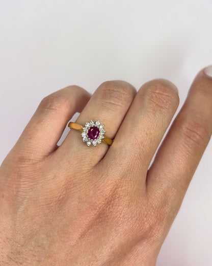 Bague Marguerite Rubis 0.42 carat &amp; 12 Diamants &quot;Adisson&quot;