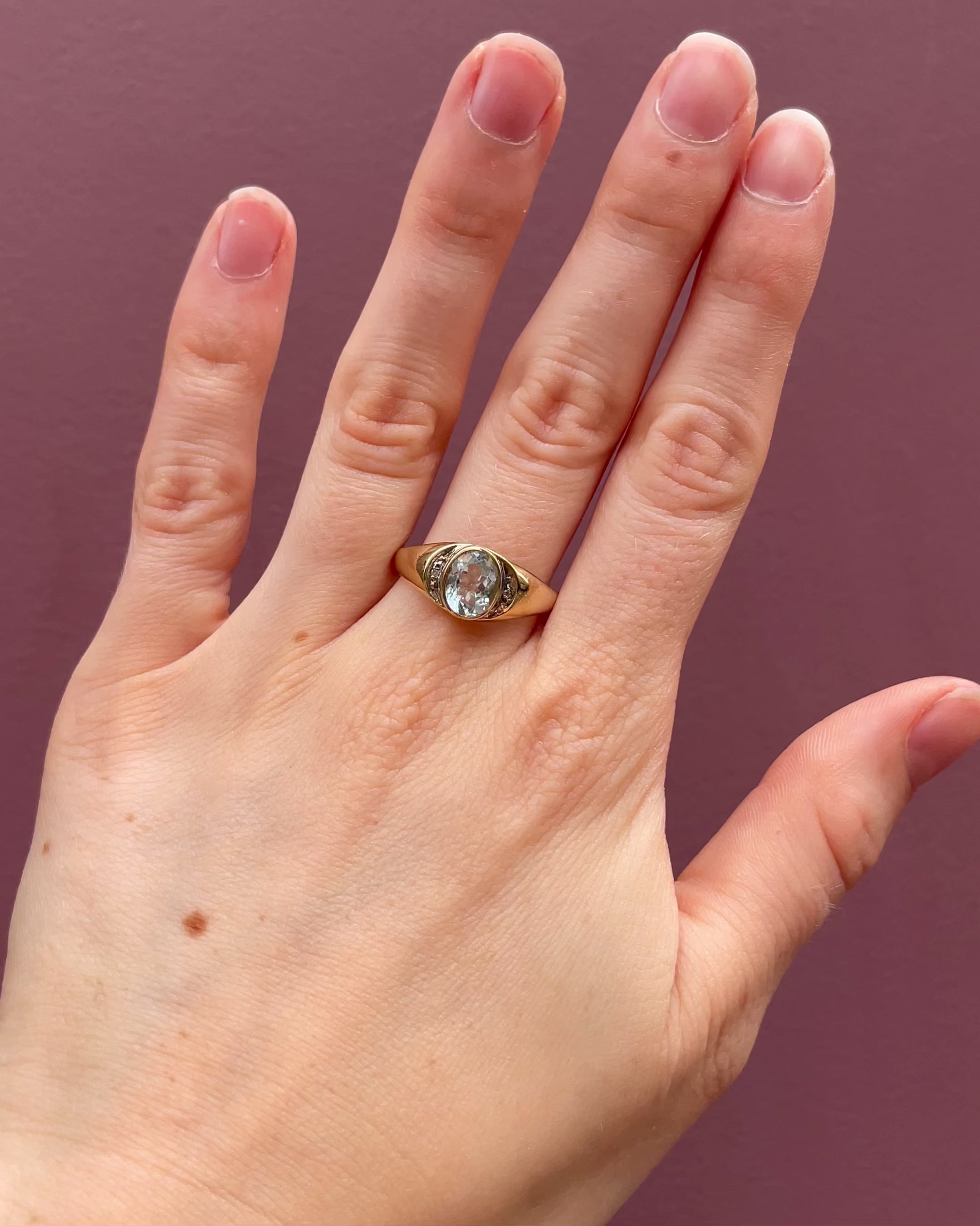 Anillo Banda Aguamarina y Diamantes "Hélorya"