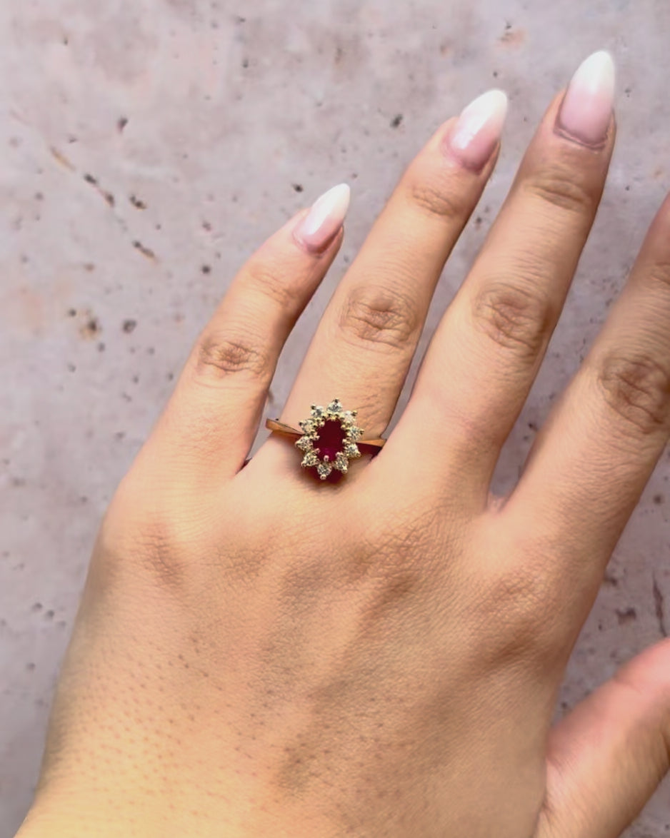 Marguerite Ring Ruby 0.79 carat &amp; Diamonds 0.20 carat "Solange"