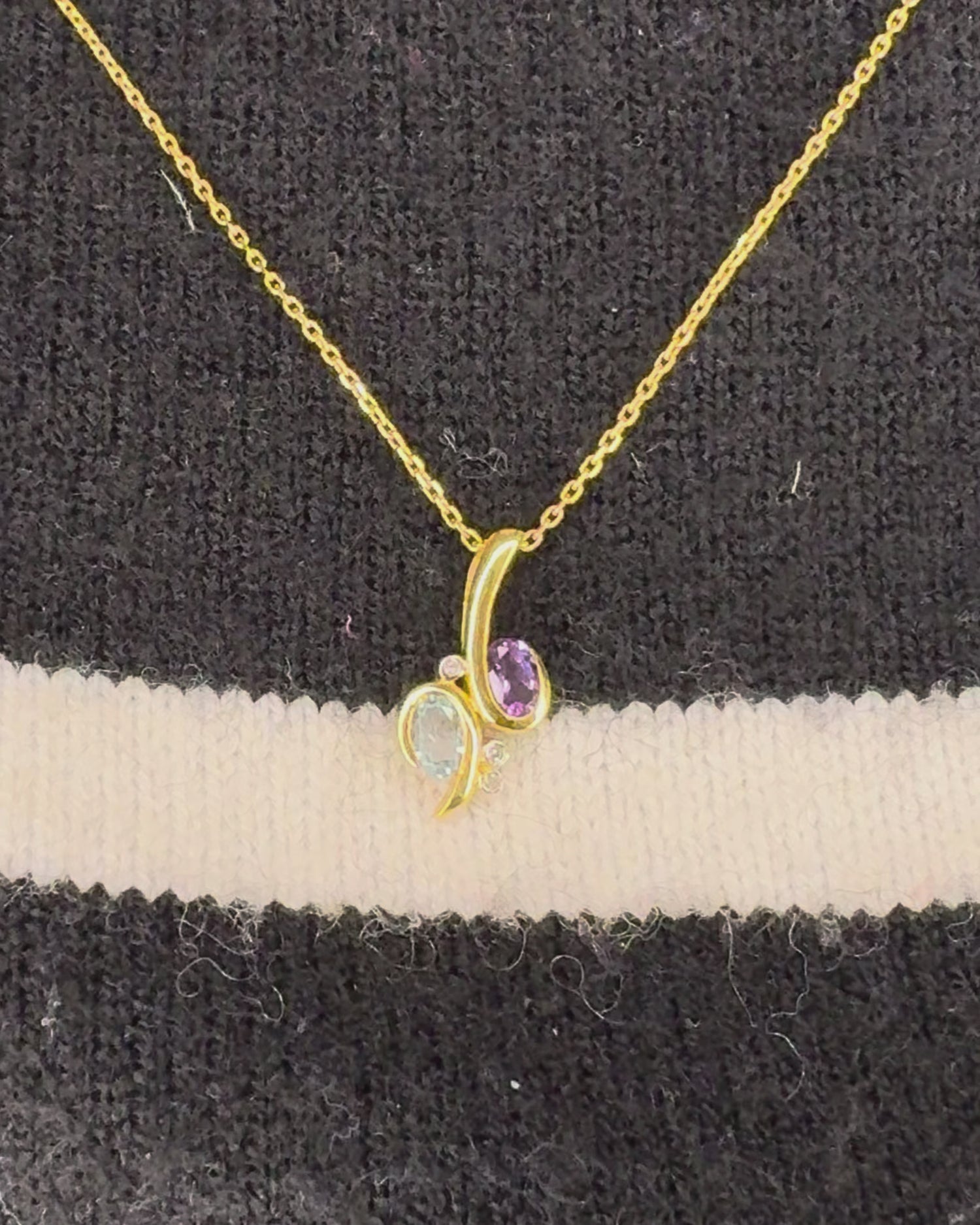 Colgante Amatista, Aguamarina y Diamantes "Constance"