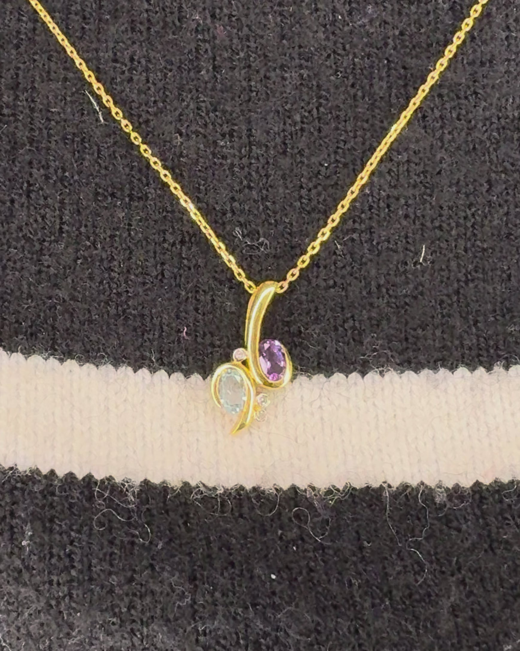 Pendentif Améthyste, Aigue-Marine &amp; Diamants “Constance”