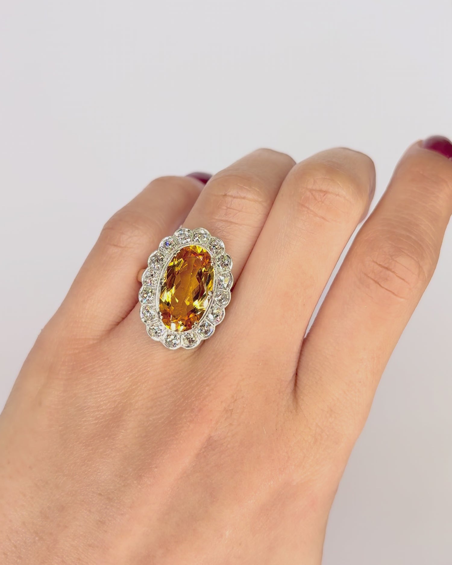Bague Marguerite Citrine 6 carats &amp; Diamants 1.60 carat "Soumia"