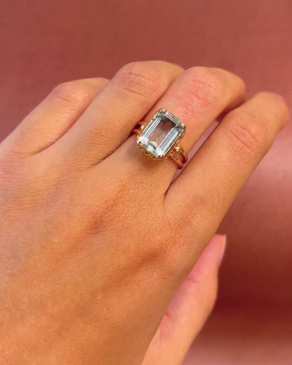 Anillo de cóctel de aguamarina de 3.55 quilates y 4,57 g «Clara»