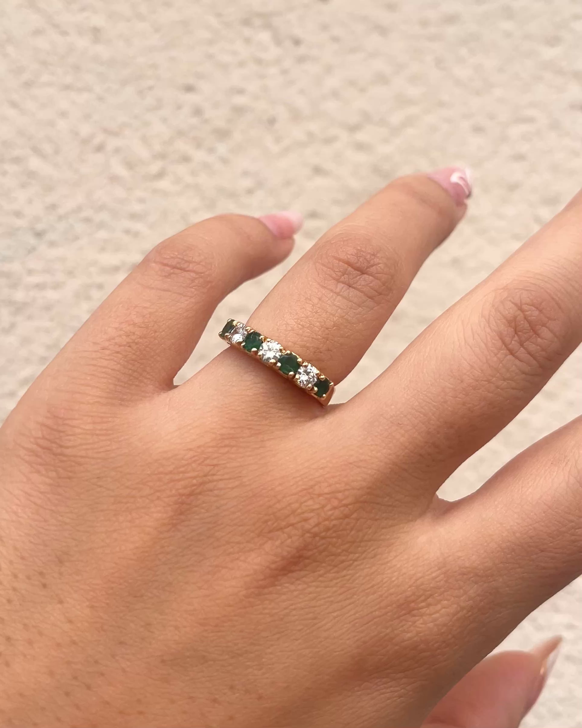 Emerald &amp; Diamond "Sandra" River Ring