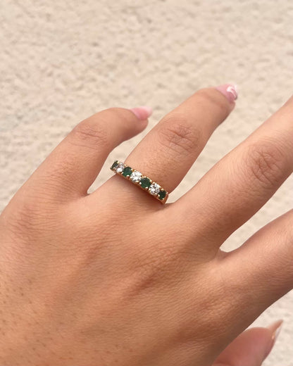 Bague Rivière Emeraudes &amp; Diamants &quot;Sandra&quot;