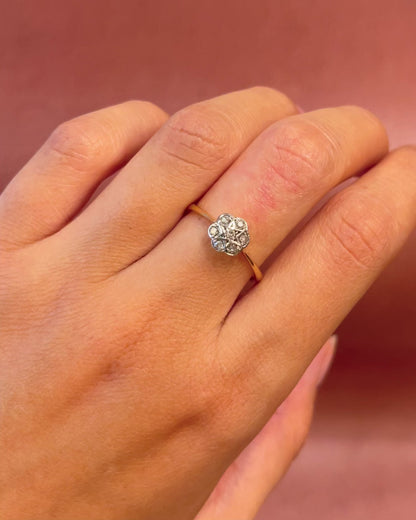 Anillo margarita Art Déco con diamantes de 0,28 quilates «Fiby»