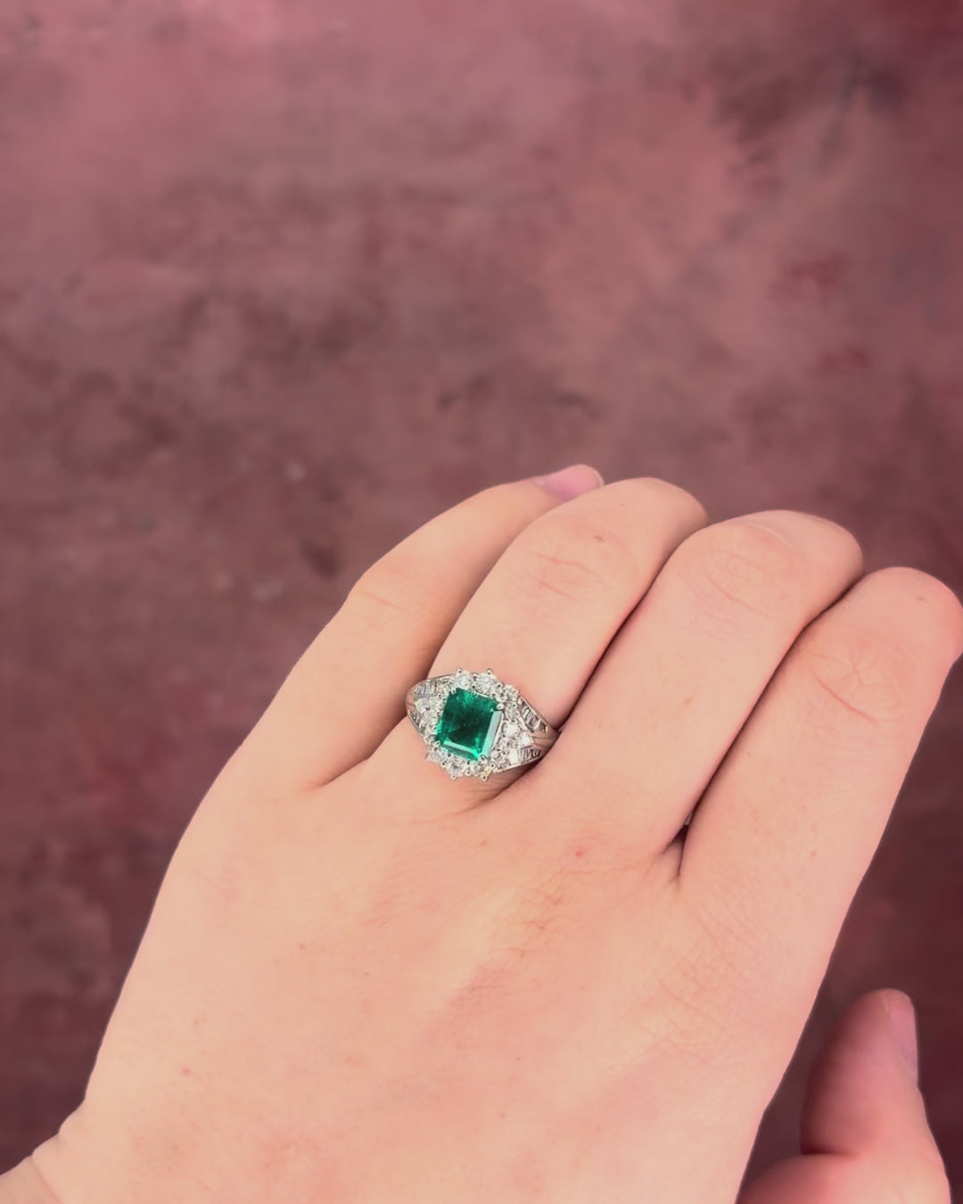 Art Deco Style Colombian Emerald Ring 1.50 carat &amp; Diamonds 0.73 carat 6.52g "Béatrice"