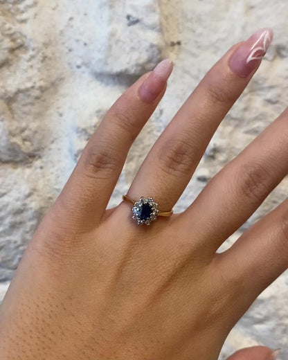 Bague Marguerite Saphir 0.70 carat &amp; Diamants &quot;Salma&quot;