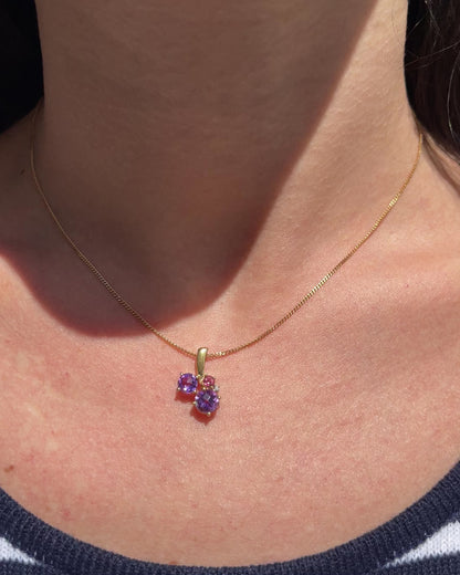 Pendentif Améthystes 1.45 carat, Grenat &amp; Diamant &quot;Aubane&quot;