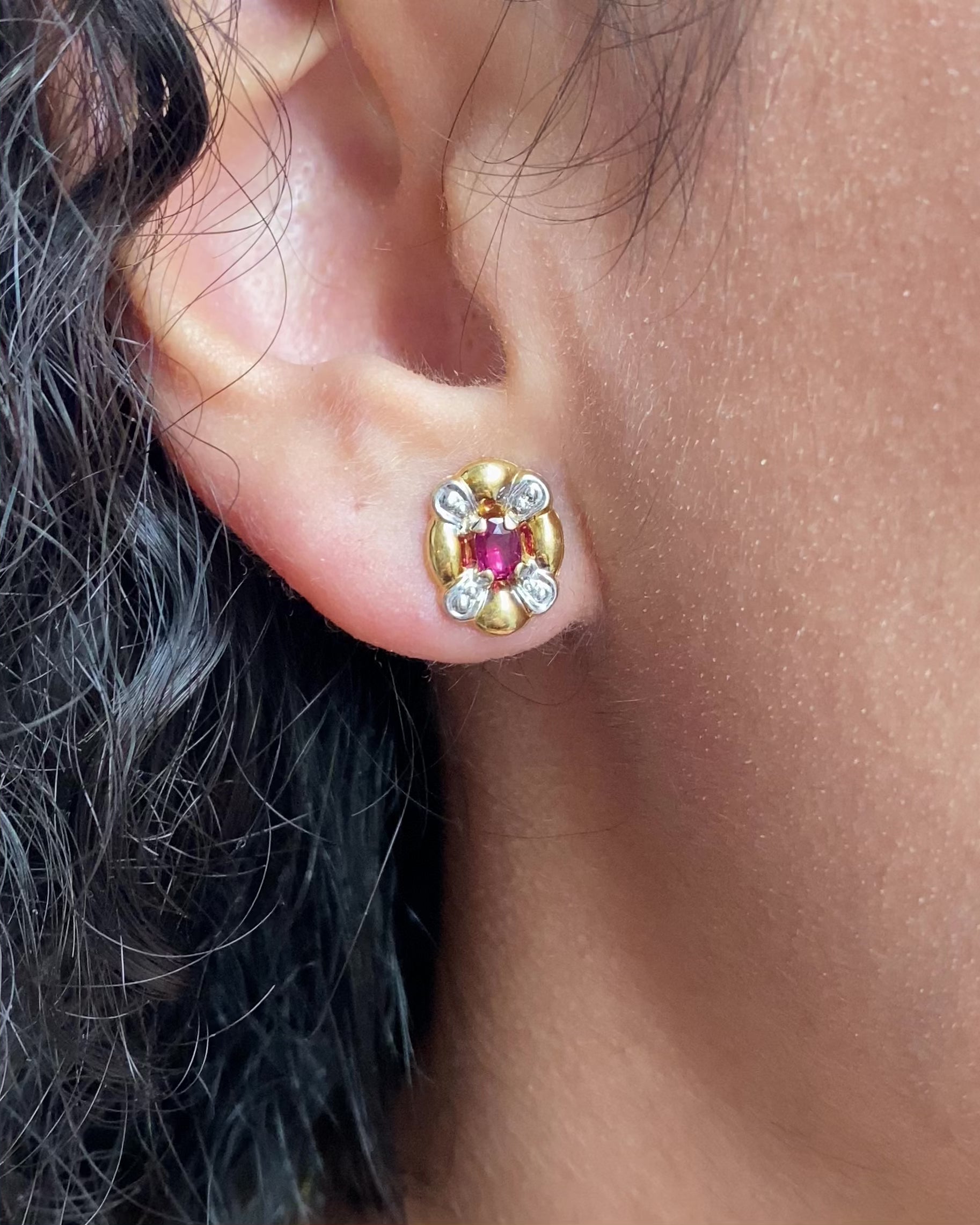 Ruby Earrings 0.67 carat Two Golds "Nina"
