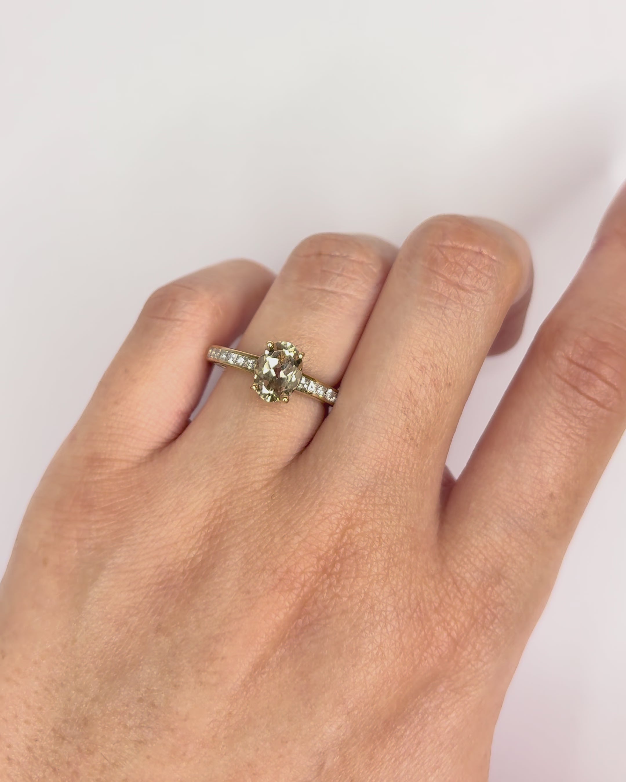 Bague Solitaire Turkizite 1 carat &amp; Diamants Princesse "Holie"