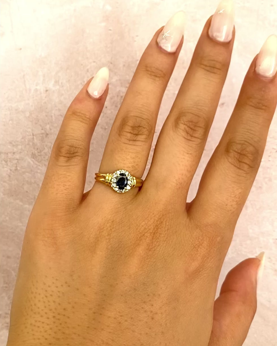 Marguerite Ring Sapphire 0.50 carat &amp; Diamonds 0.30 carat "Lynn"
