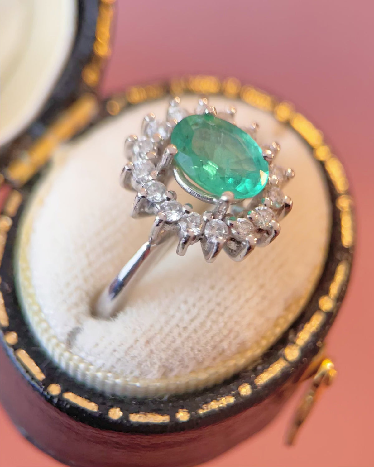 Bague Marguerite Émeraude 1 carat &amp; Diamants 0.32 carat 4,79g "Théa"