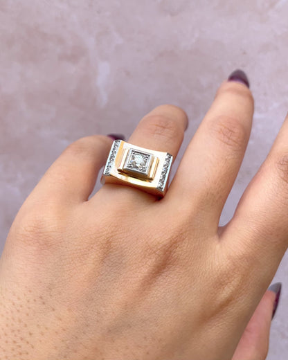 Anillo Tank Diamantes y Oro rosa 10,41g "Liliana"